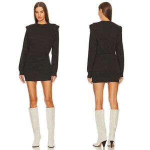 NWT Marant Etoile Michaele Faded Black Long Puff Sleeve Mini Dress size: 10